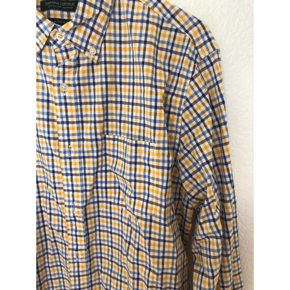 Banana Republic Custom 078 Wash Shirt Long Sleeve Plaid Dress Shirt Men's Size M - Picture 3 of 4